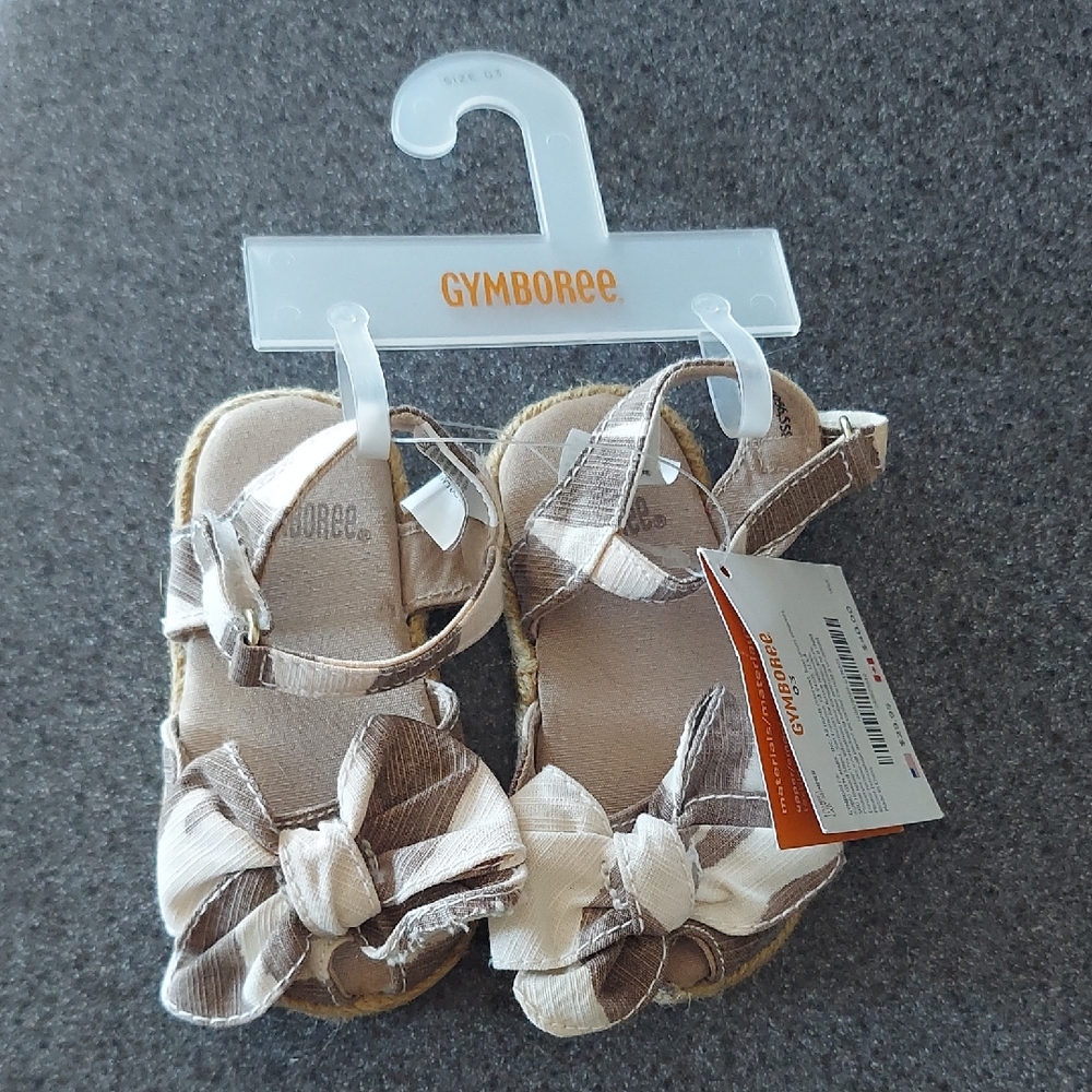 Gymboree Brown & Tan Sandals with Delicate Bow Detail